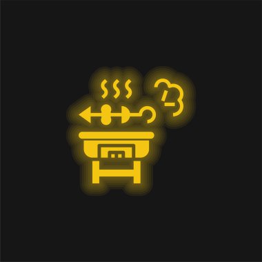 Bardak sarısı parlayan neon simgesi