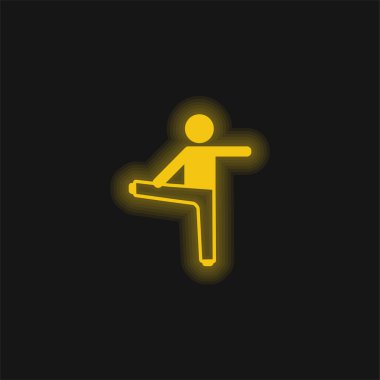 Çocuk Sağ Bacağını Geriyor ve Sol Kol Sarı Parlak Neon Simgesi