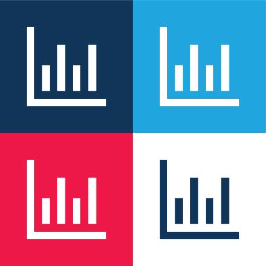 Çizelge mavi ve kırmızı dört renk minimal simge kümesi