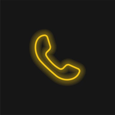 Auricular Of Phone yellow glowing neon icon clipart