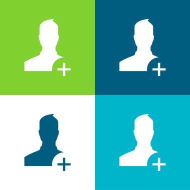 Sosyal Ağ Düz Düz 4 renk simgesi setine kullanıcı ekle