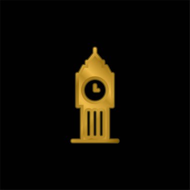 Big Ben gold plated metalic icon or logo vector clipart