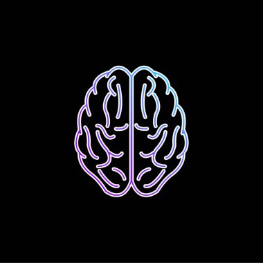 Brain Upper View Outline blue gradient vector icon clipart