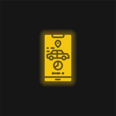 Application yellow glowing neon icon clipart