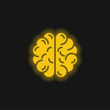 Beyin sarısı parlak neon simgesi