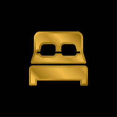 Yatak altın kaplamalı metalik simge veya logo vektörü