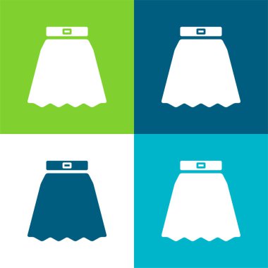 Big Skirt Flat four color minimal icon set clipart