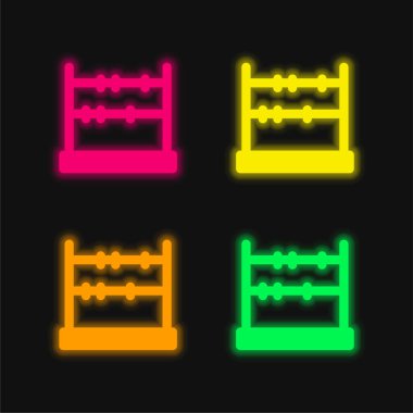 Abaküs dört renk parlayan neon vektör simgesi