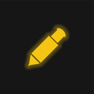 Big Mechanical Pen yellow glowing neon icon clipart