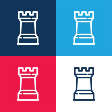 Big Towers blue and red four color minimal icon set clipart