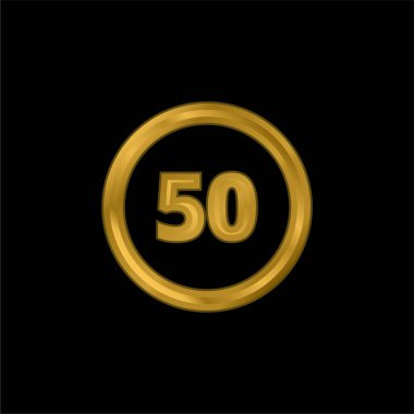 50 Hız Sınırı Altın kaplamalı metalik simge veya logo vektörü imzala