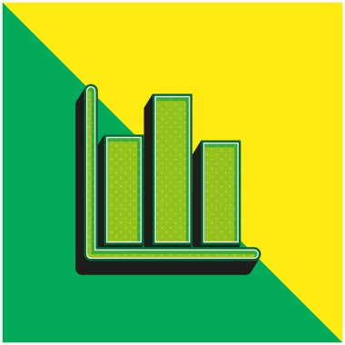 Çubuk Grafik Yeşil ve Sarı 3D vektör simgesi logosu