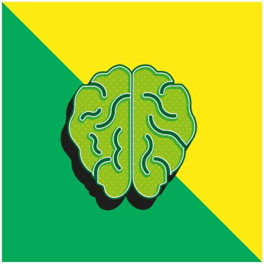 Beyin Yeşili ve Sarı Modern 3D vektör simgesi logosu
