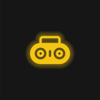 Müzik seti sarı parlayan neon simgesi