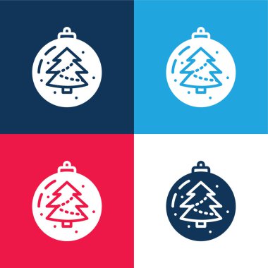 Bauble mavi ve kırmızı dört renk en düşük simge kümesi
