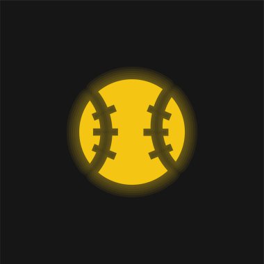 Büyük Beyzbol Topu Sarı parlak neon ikonu