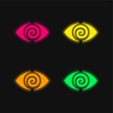 Bağımlılık dört renk parlayan neon vektör simgesi