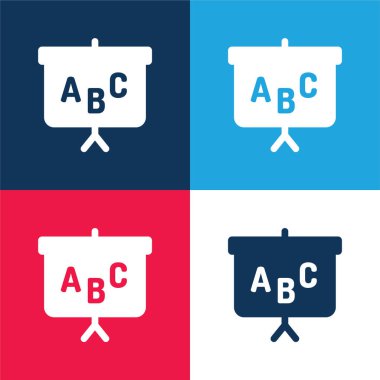 Tahta mavi ve kırmızı dört renk minimal simge kümesi