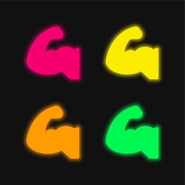 Dört renkli parlayan neon vektör simgesi