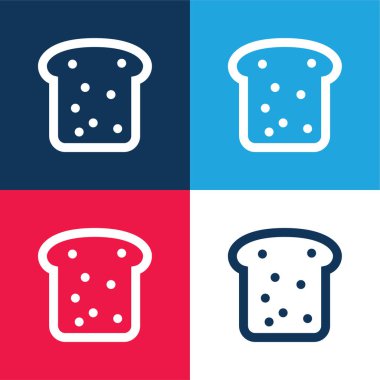 Ekmek mavisi ve kırmızı dört renk minimal simge kümesi