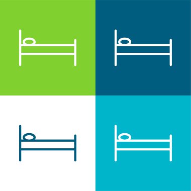 Yatak Tarafı Görünümü Düz Dört Renk en az simge seti