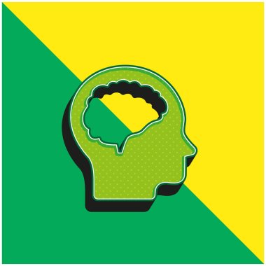 Brain And Head Green and yellow modern 3d vector icon logo clipart