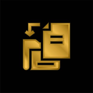 Dosya altın kaplamalı metalik simge ya da logo vektörü ekle