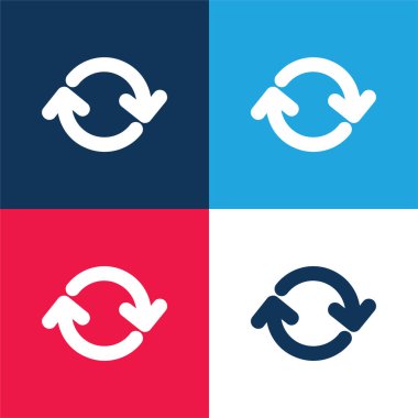 Arrows Circle blue and red four color minimal icon set clipart