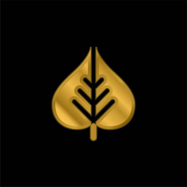 Bodhi Yaprak altın kaplama metalik simge veya logo vektörü