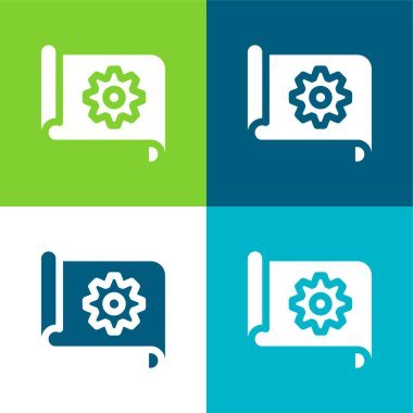 Blueprint Düz 4 renk minimal simgesi seti