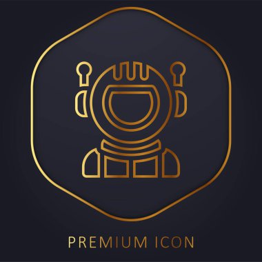 Astronot altın çizgi prim logosu veya simgesi