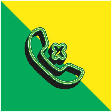 Telefonun Auricular 'ı ve Çapraz İşaret Hatları Yeşil ve Sarı Modern 3D vektör simgesi logosu