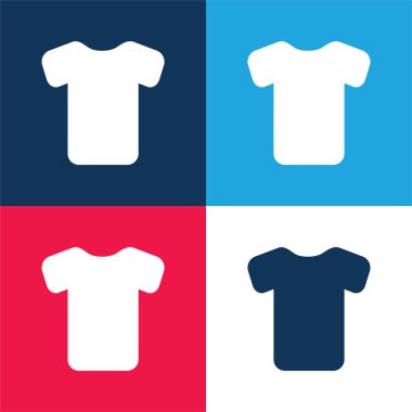 Black Shirt blue and red four color minimal icon set clipart