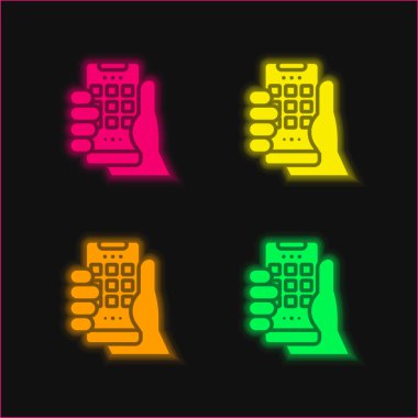 Uygulama dört renk parlayan neon vektör simgesi