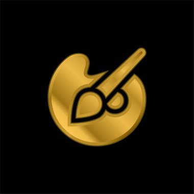 Sanat altın kaplamalı metalik simge veya logo vektörü
