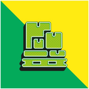 Kutular Yeşil ve Sarı Modern 3D vektör simgesi logosu
