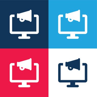 Reklam mavi ve kırmızı dört renk minimal simgesi seti