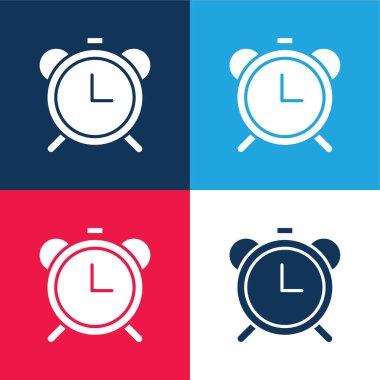 Alarm Saatleri mavi ve kırmızı dört renk minimal simgesi seti