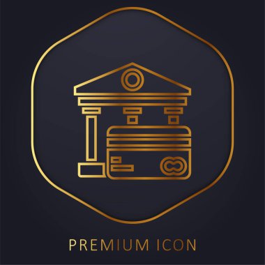 Bank golden line premium logo or icon clipart