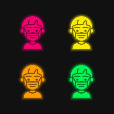 Dört renkli parlak neon vektör simgesi