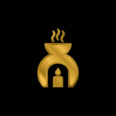Aromaterapi altın kaplama metalik simge veya logo vektörü