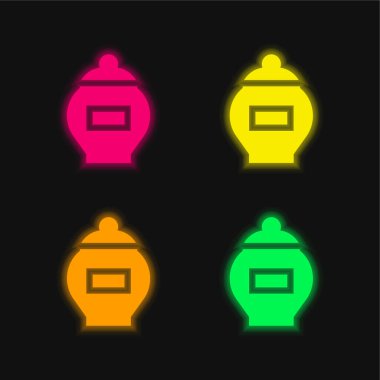 Ash four color glowing neon vector icon clipart