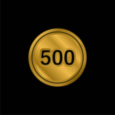 Altın kaplama simge veya logo vektörü olan Siyah Çemberde 500 kişi