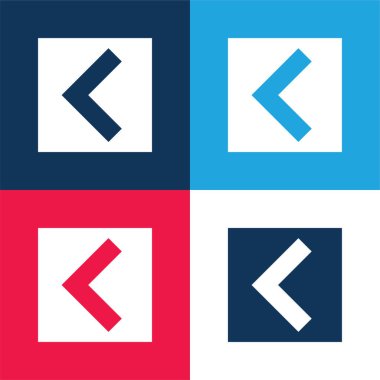 Arka Açı Oku kare Arayüz Düğmesi mavi ve kırmızı dört renk minimal simgesi seti