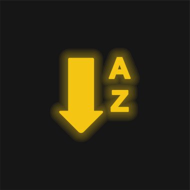 A 'dan Z' ye Alfabetik Sıralama Sarı parlak neon simgesi