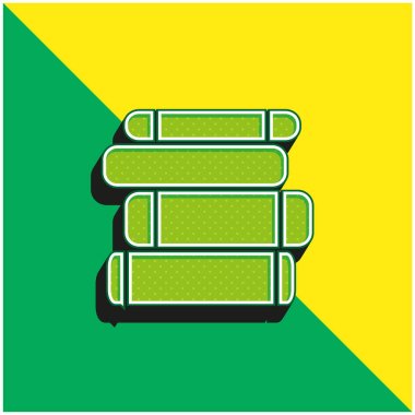 Kitap Yığını Yeşil ve Sarı 3D vektör simgesi logosu