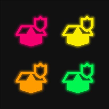 Parlayan dört renkli neon vektör simgesi