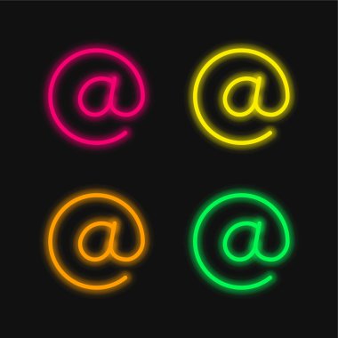 Parlayan dört renk neon vektör simgesinde