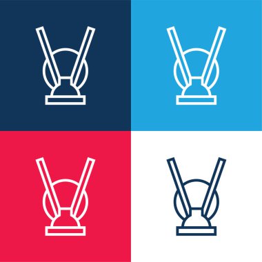 Anten mavi ve kırmızı dört renk minimal simge kümesi