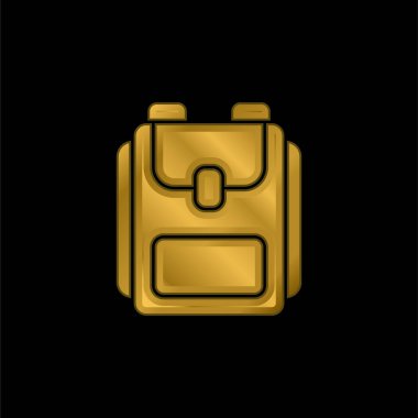 Sırt çantası altın kaplamalı metalik simge veya logo vektörü